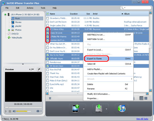 Transfer songs from iPhone to computer
