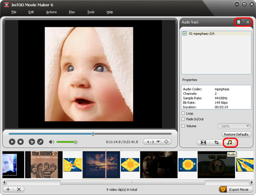 ImTOO Movie Maker - Add audio track