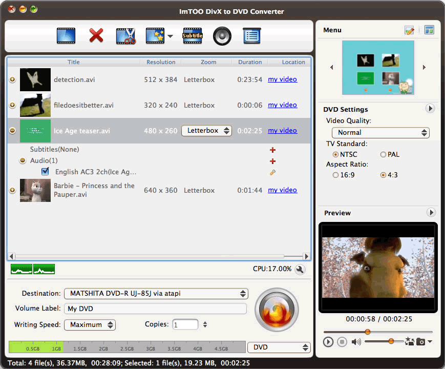 ImTOO DivX to DVD Converter for Mac