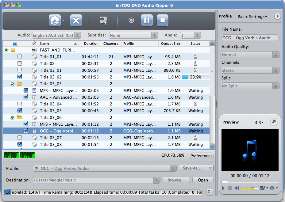 ImTOO DVD to Audio Converter for Mac